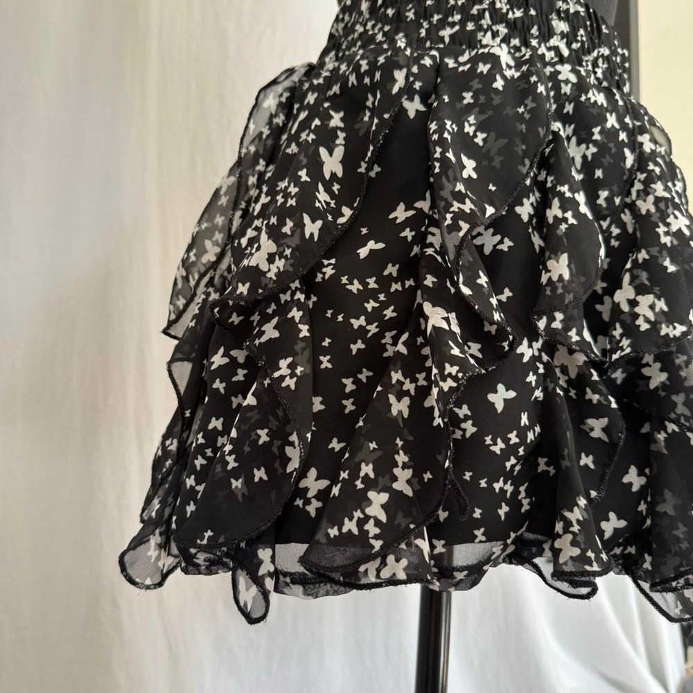 wet seal sheer layered ruffle mini skirt sz M dainty butterflies whimsical fairy